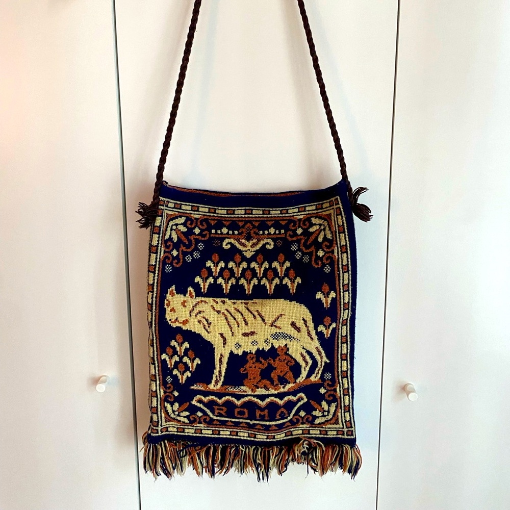 Vintage Roma Tapestry Crossbody Bag